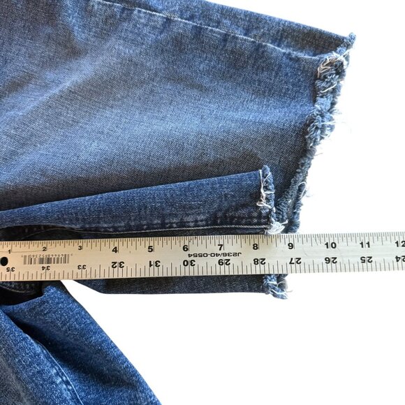 90S Bermuda Super High-Waist Denim Shorts By Express Size 4 Frayed Hem - Picture 5 of 7